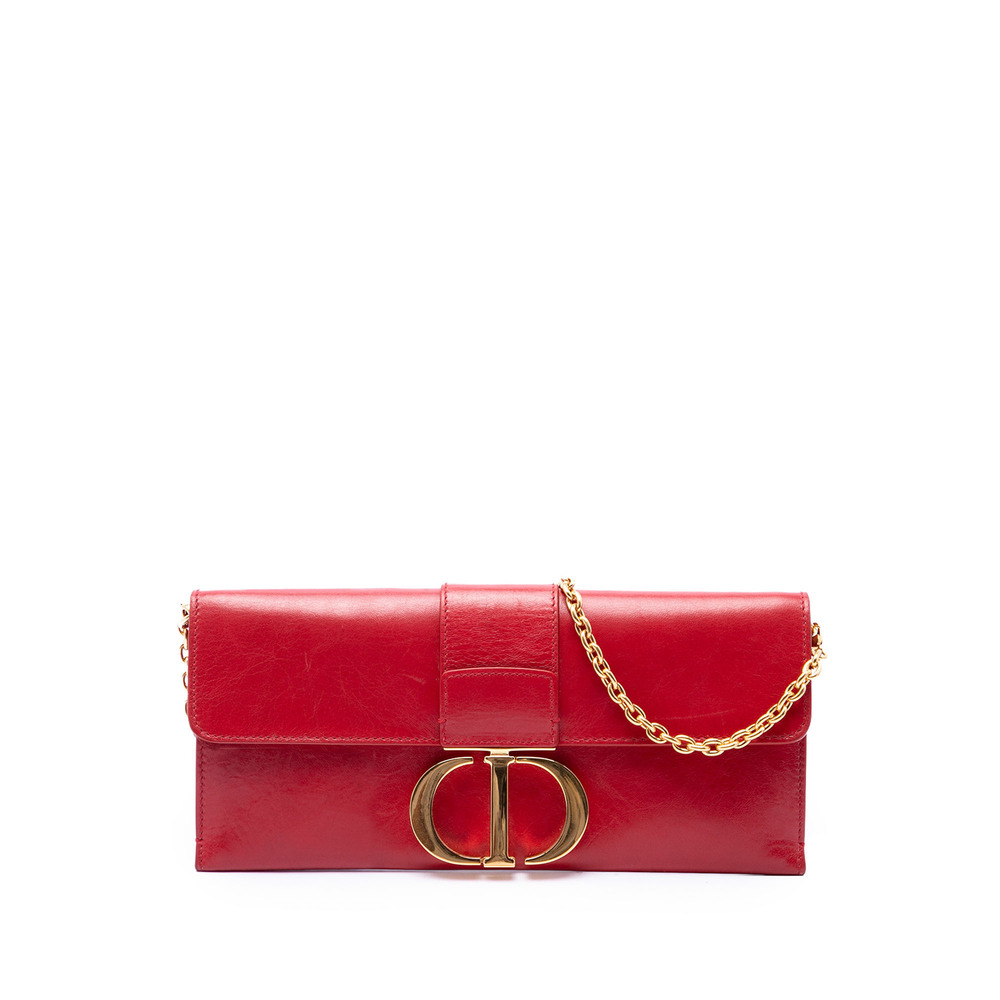 Pre-Loved Dior Leather Montaigne 30 Clutch with Chain